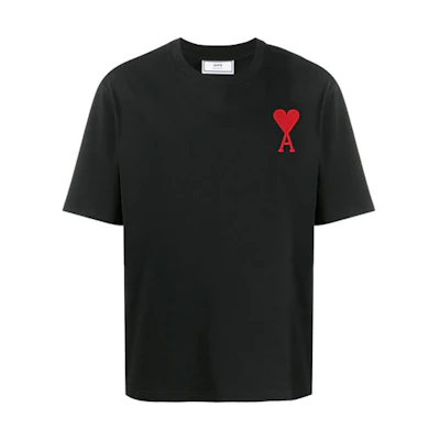 Ami Paris AMIPARIS Cotton Heart Logo Black Casual T-Shirt. H20HJ134726-001