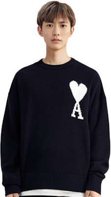 Ami Paris AMIPARIS 深藍長袖圓領針織毛衣 UKS002018-493 Sizing Ami Paris AMIPARIS 深藍長袖圓領針織毛衣 UKS002018-493