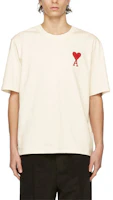 Ami Paris AMIPARIS Crewneck T-Shirt with Heart Logo Embroidery in Off-White. SPEH21HJ134726-150 Ami Paris AMIPARIS Crewneck T-Shirt with Heart Logo Embroidery in Off-White. SPEH21HJ134726-150