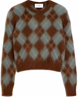 Ami Paris AMIPARIS Diamond Pattern Crewneck Sweater Yellow-Brown HKS047KN00582-013 Ami Paris AMIPARIS Diamond Pattern Crewneck Sweater Yellow-Brown HKS047KN00582-013