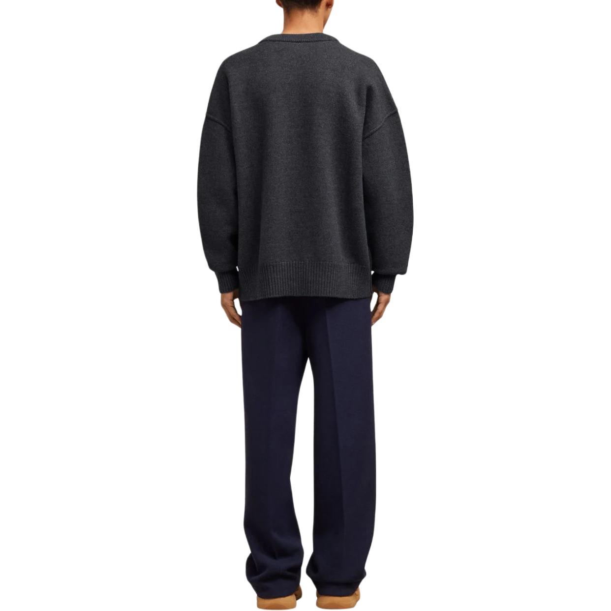 Ami Paris AMIPARIS  Gray V-Neck Cardigan with Solid Logo Embroidery. H23BFUKC006-018 圖 5