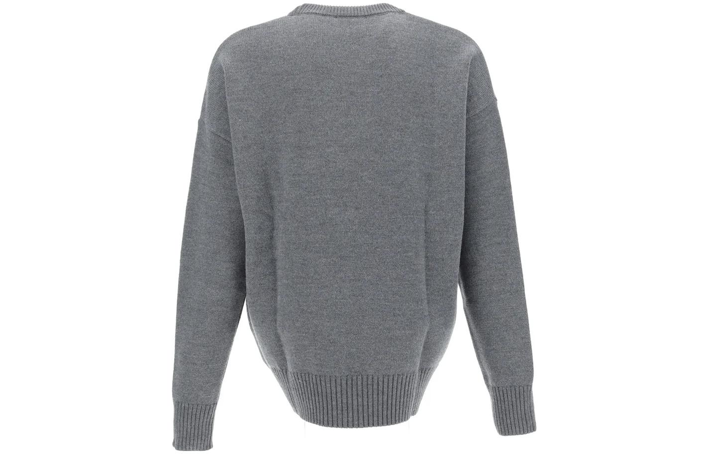 Lookbook Ami Paris AMIPARIS 灰色圖案印花寬鬆版圓領毛衣. UKS002018GREYRED