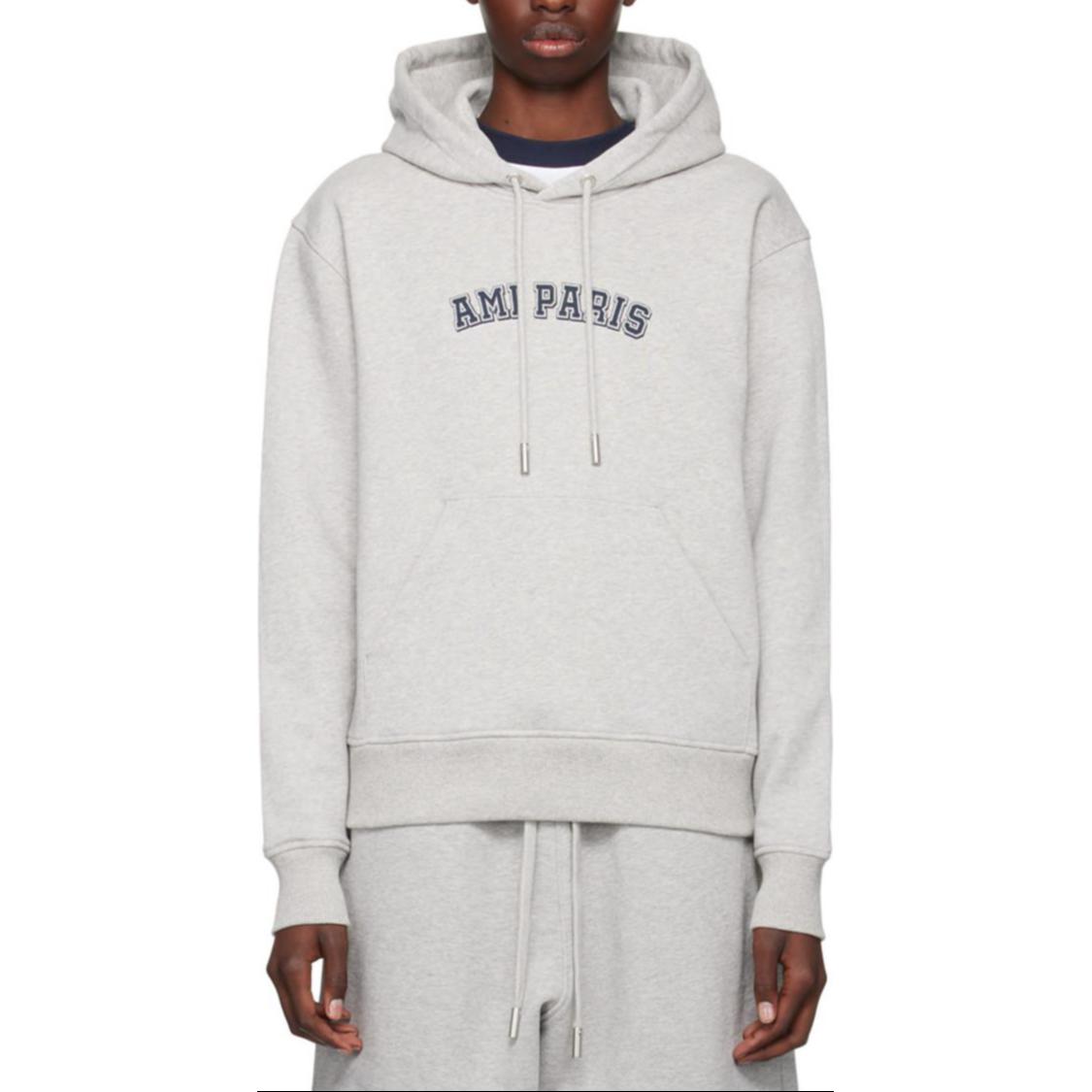 Shop Sudadera con Capucha Gris Ami Paris AMIPARIS con Diseño de Letras. USW2477300-951