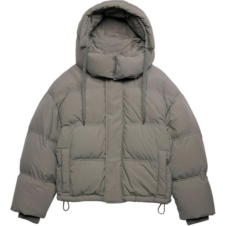 Ami Paris AMIPARIS  Grey Loose Fit Puffer Jacket with Hood and Full Zip. UJK402PA0009087
