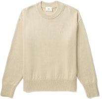 Ami Paris AMIPARIS Logo Embroidered Knit Sweater Beige Casual Fit. UKS008016 Ami Paris AMIPARIS Logo Embroidered Knit Sweater Beige Casual Fit. UKS008016