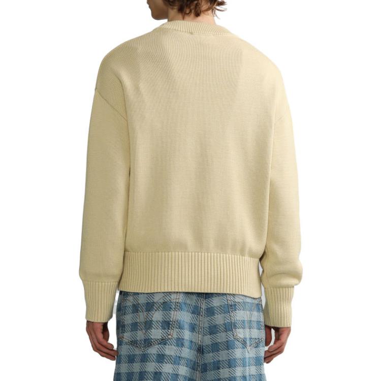 Purchase Ami Paris AMIPARIS 米色刺繡Logo針織毛衣 休閒版型。 UKS008016