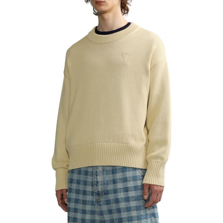 Details for Ami Paris AMIPARIS 米色刺繡Logo針織毛衣 休閒版型。 UKS008016