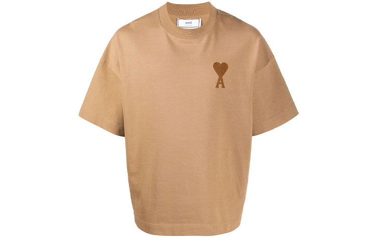 Ami Paris AMIPARIS  Logo Heart Slim Fit T-Shirt Khaki Color H20HJ13379-250