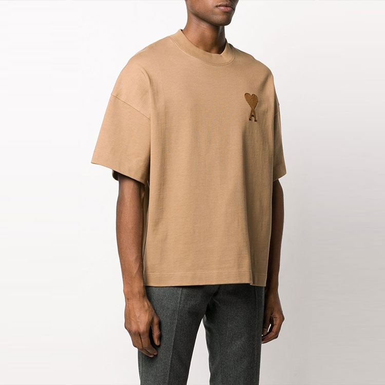 Ami Paris AMIPARIS  Logo Heart Slim Fit T-Shirt Khaki Color H20HJ13379-250 圖 3