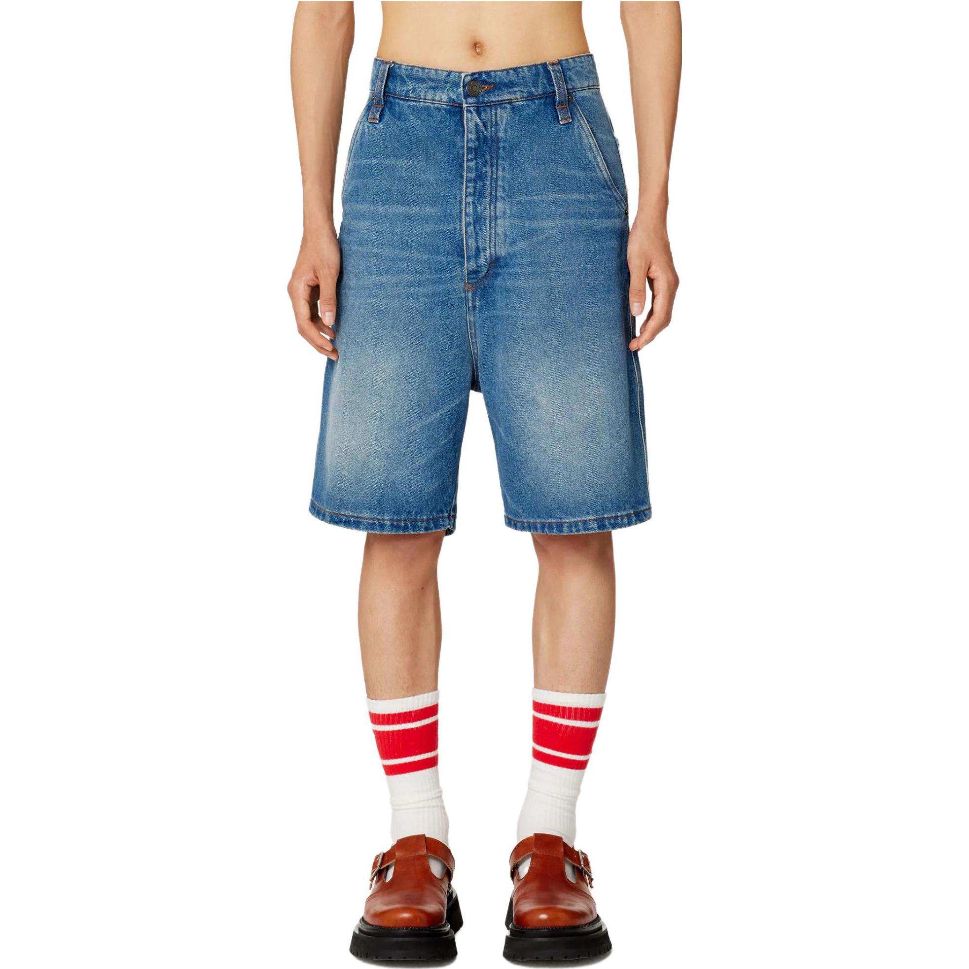 Lookbook Ami Paris AMIPARIS 低腰修身拉鍊直筒短褲 藍色 HSO600DE0001-480