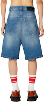 Shop Ami Paris AMIPARIS Low-Waist Slim Fit Zipper Straight Shorts Blue HSO600DE0001-480