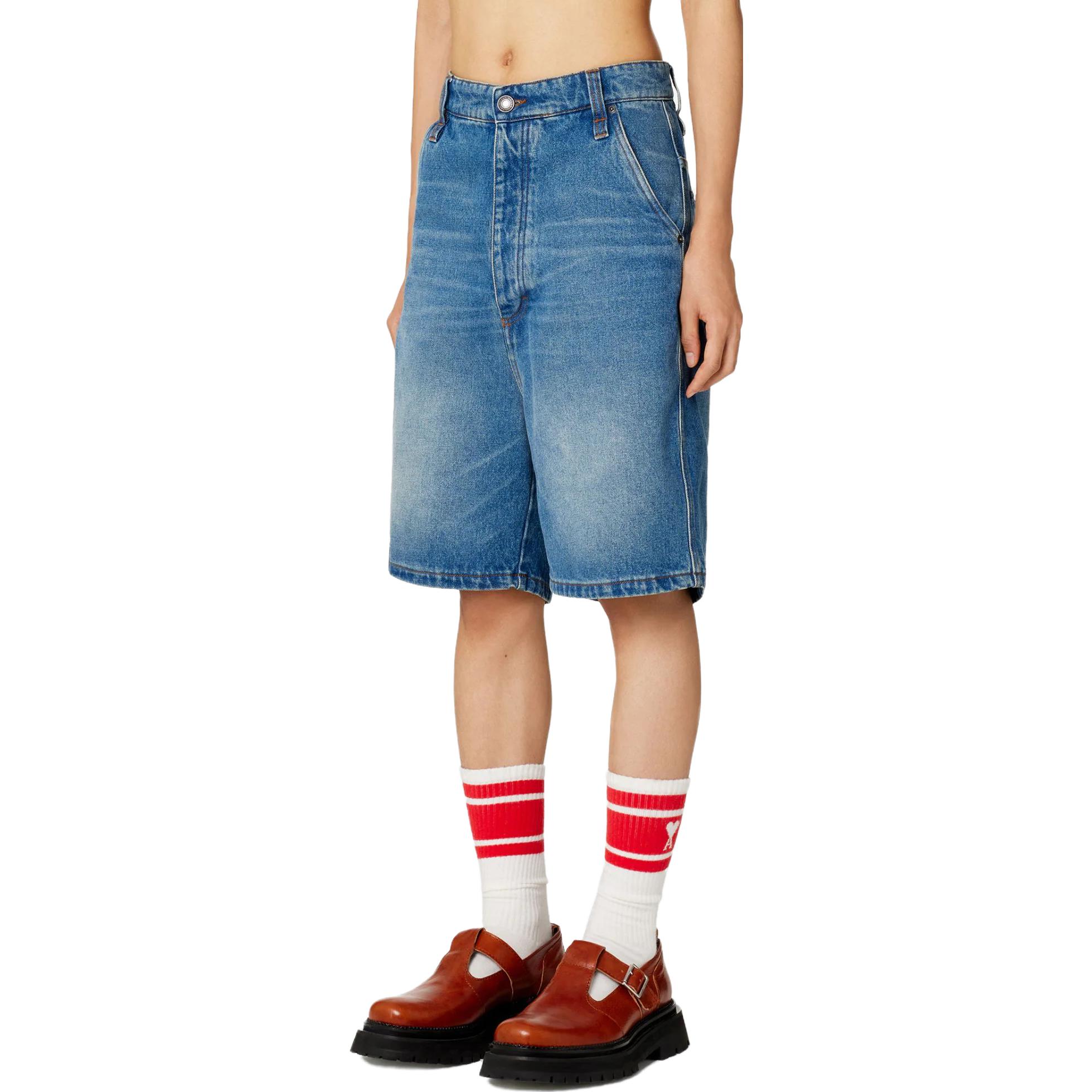 Purchase Ami Paris AMIPARIS 低腰修身拉鍊直筒短褲 藍色 HSO600DE0001-480