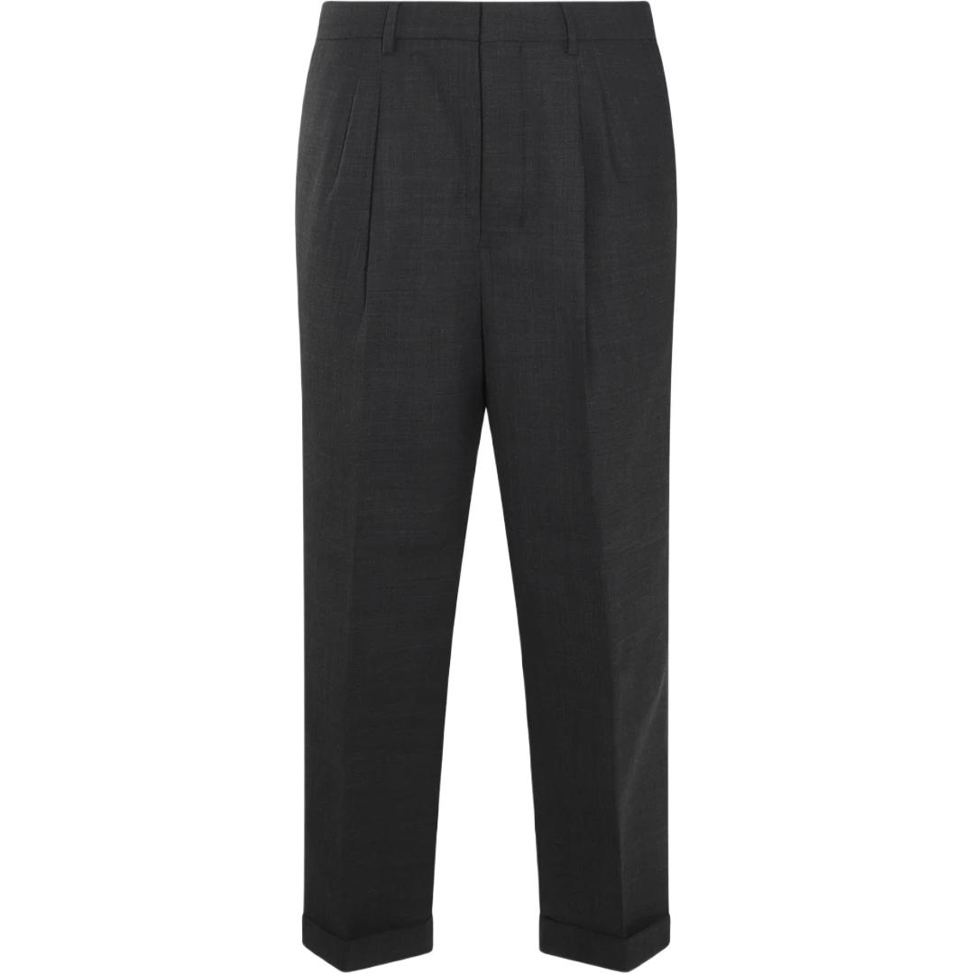 Ami Paris AMIPARIS  Mid-Rise Loose Fit Straight Zip Pants Grey HTR111PL0002-061