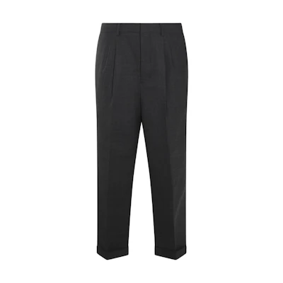 Ami Paris AMIPARIS Mid-Rise Loose Fit Straight Zip Pants Grey HTR111PL0002-061