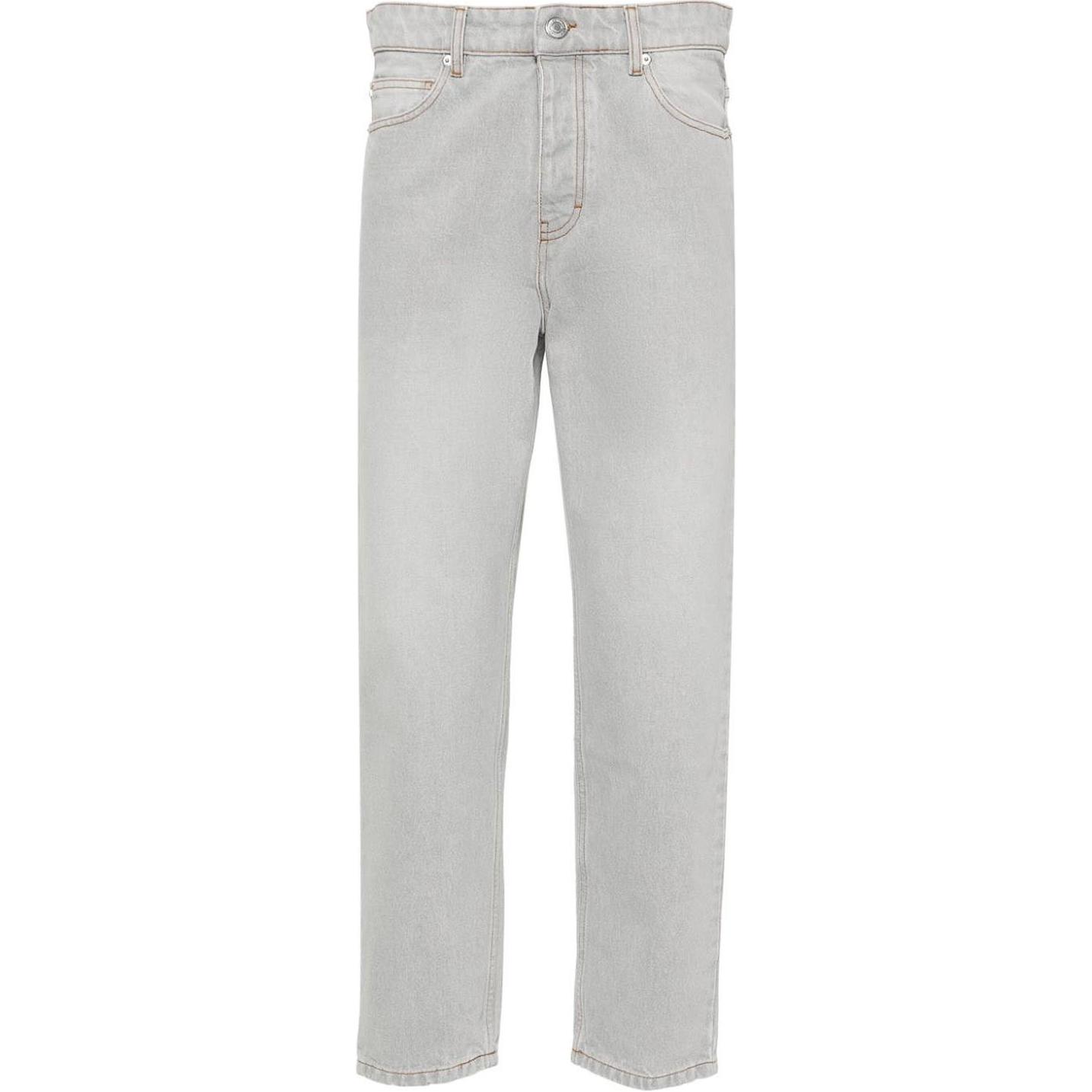 Ami Paris AMIPARIS  Mid-Rise Straight Jeans Solid Color Light Gray HTR103DE00280-555