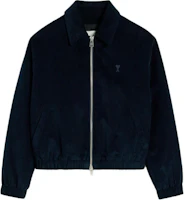 Ami Paris AMIPARIS Navy Blue Corduroy Heart Embroidered Cotton Pilot Jacket. HJK037-CO0089-4011 Ami Paris AMIPARIS Navy Blue Corduroy Heart Embroidered Cotton Pilot Jacket. HJK037-CO0089-4011