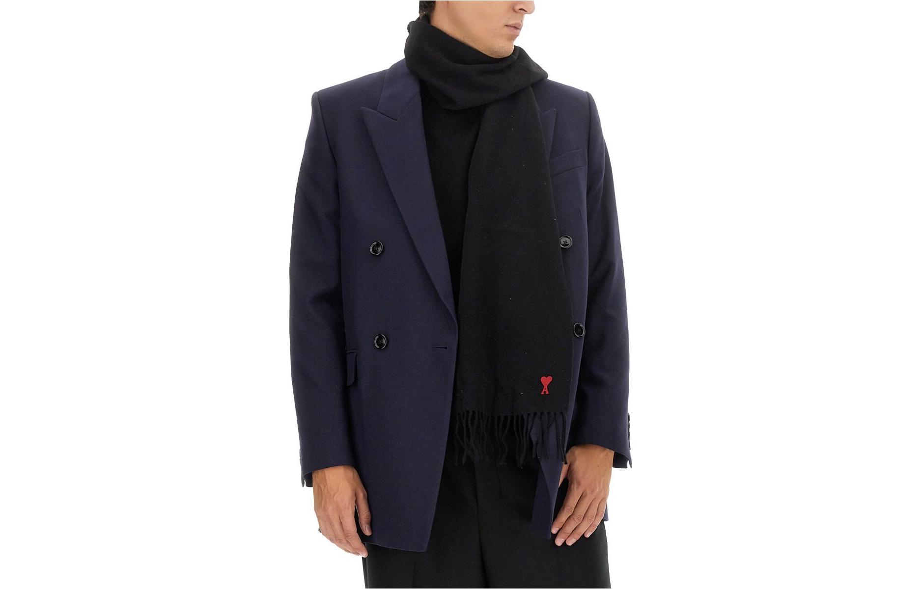 Ami Paris AMIPARIS  Navy Blue Double-Breasted Long Sleeve Blazer Jacket HBV311WV0026-430
