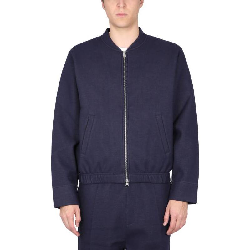 Shop Ami Paris AMIPARIS 海軍藍純色拉鍊長袖外套. HJK015750-491