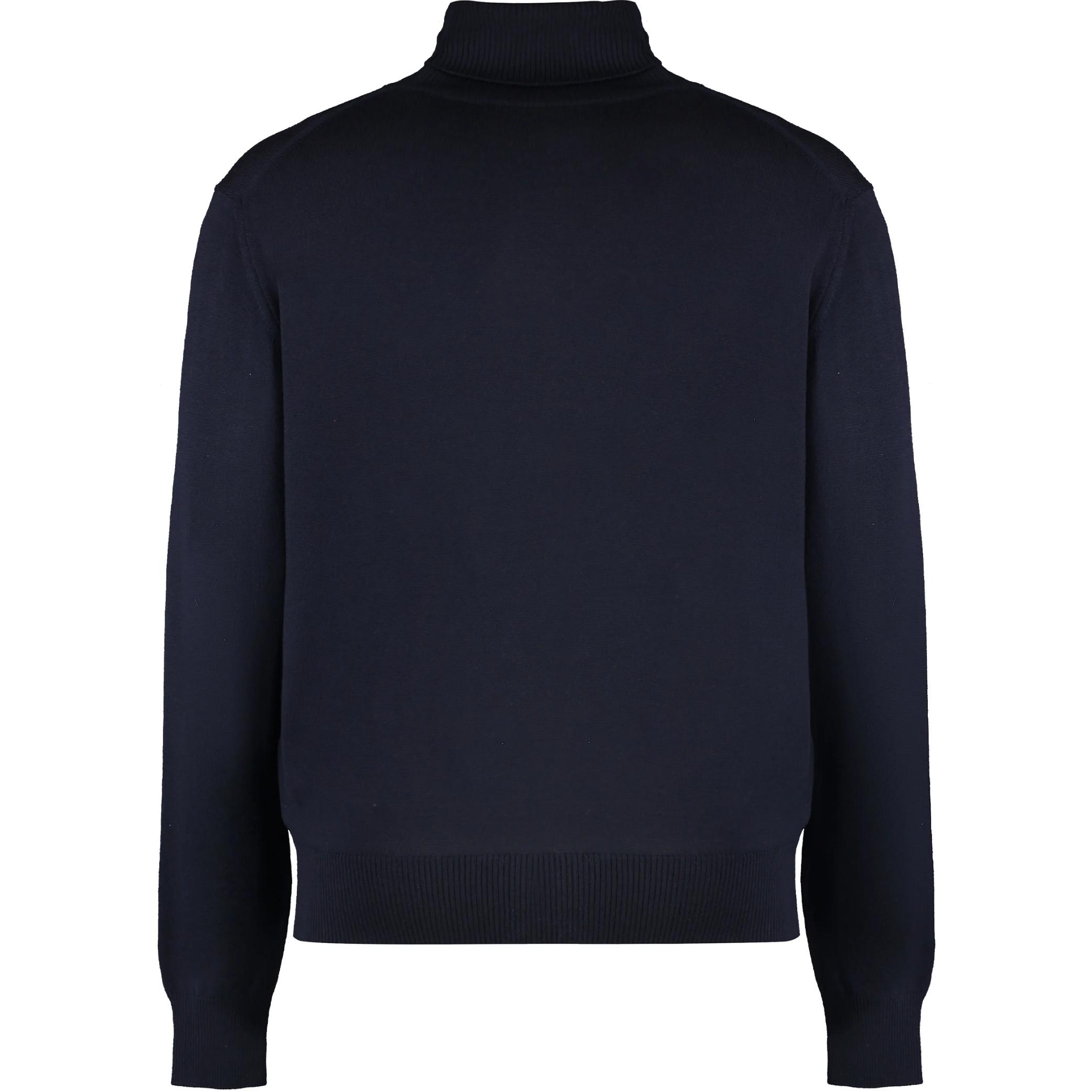 Ami Paris AMIPARIS  Navy Blue Turtleneck Sweater with Heart Embroidery Design. HKS411KN0025-430 圖 3