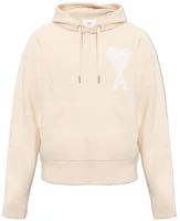 Ami Paris AMIPARIS Oversized Heart Logo Hoodie Sweatshirt Off-White. UKS802-KN0018-715 Ami Paris AMIPARIS Oversized Heart Logo Hoodie Sweatshirt Off-White. UKS802-KN0018-715