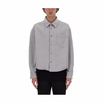 Ami Paris AMIPARIS Oversized Solid Color Button-Up Shirt Gray Long Sleeve. HSH136DE00280-555