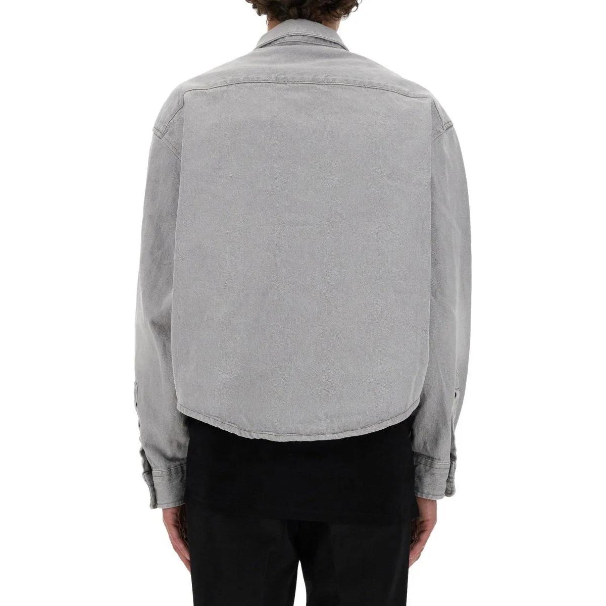 Ami Paris AMIPARIS  Oversized Solid Color Button-Up Shirt Gray Long Sleeve. HSH136DE00280-555 圖 3