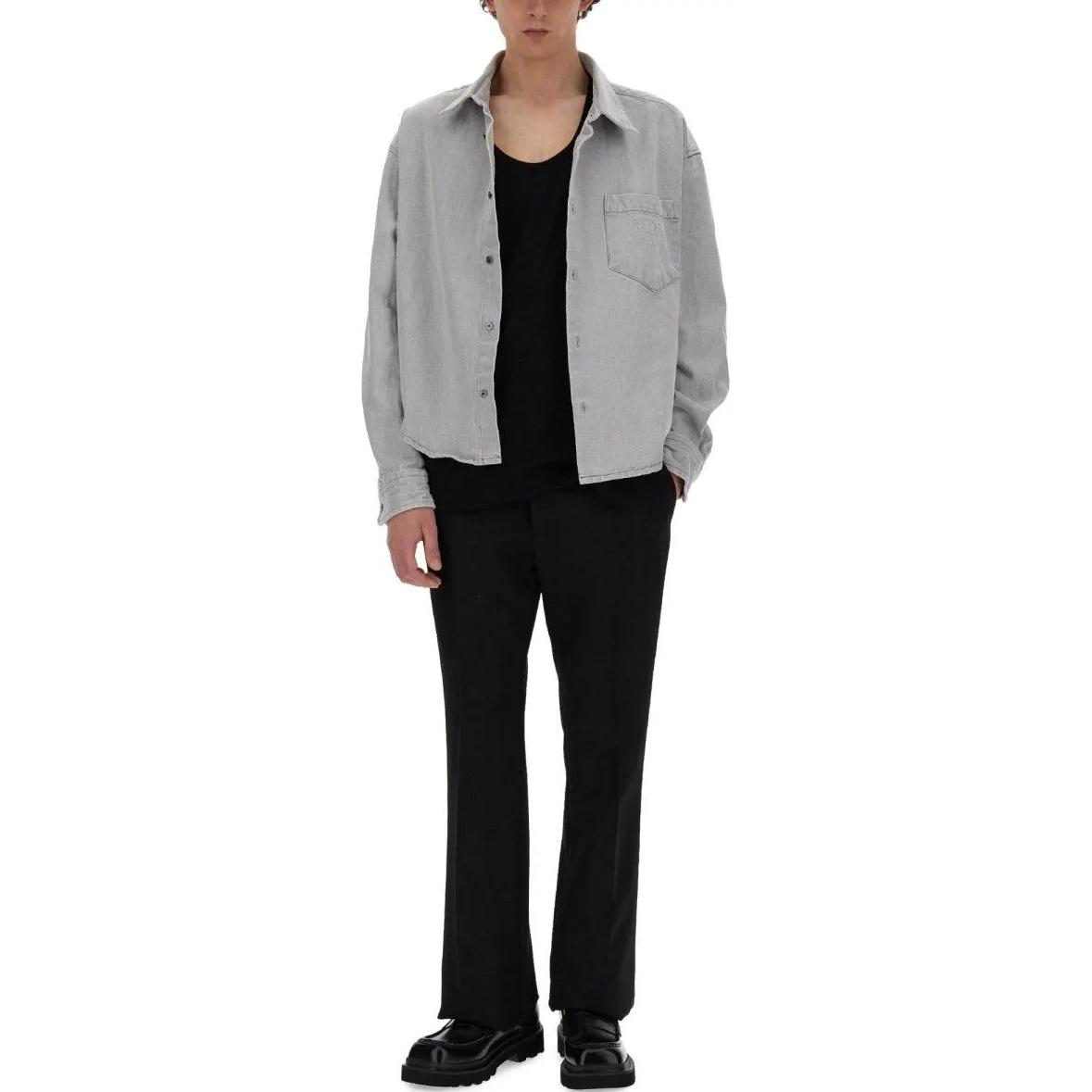 Ami Paris AMIPARIS  Oversized Solid Color Button-Up Shirt Gray Long Sleeve. HSH136DE00280-555 圖 5