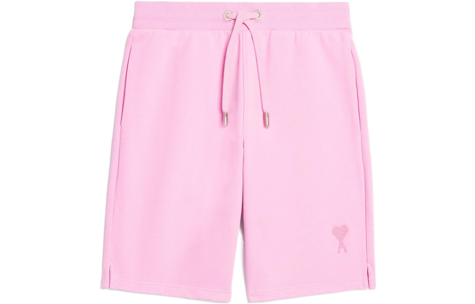 Ami Paris AMIPARIS  Pink High-Waisted Tie Shorts with Heart Embroidery USO604747-663