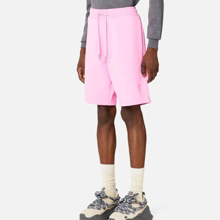 Shop Ami Paris 粉色高腰綁帶短褲 心形刺繡設計 USO604747-663