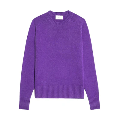 Ami Paris AMIPARIS Purple Solid Color Crewneck Sweater Long Sleeve. HKS021.025500