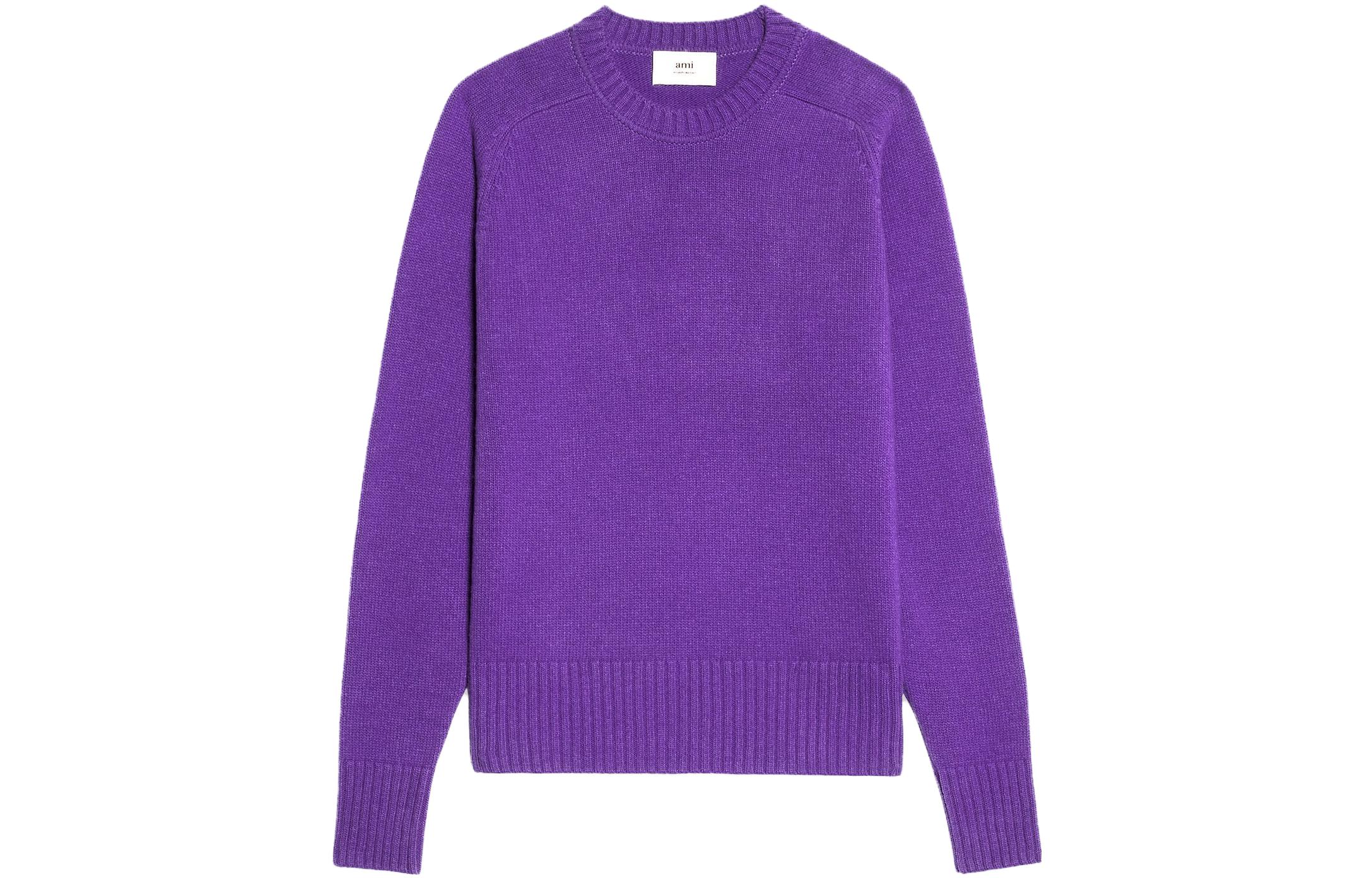 Ami Paris AMIPARIS  Purple Solid Color Crewneck Sweater Long Sleeve. HKS021.025500 圖 2