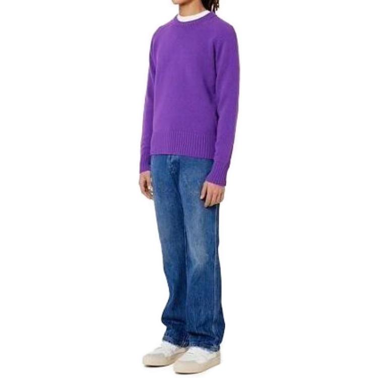 Ami Paris AMIPARIS  Purple Solid Color Crewneck Sweater Long Sleeve. HKS021.025500 圖 3