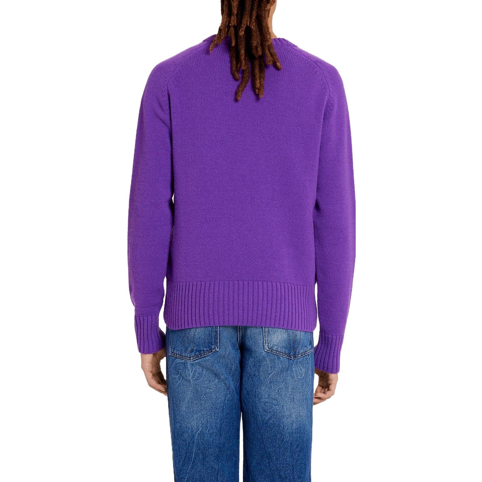 Ami Paris AMIPARIS  Purple Solid Color Crewneck Sweater Long Sleeve. HKS021.025500 圖 4