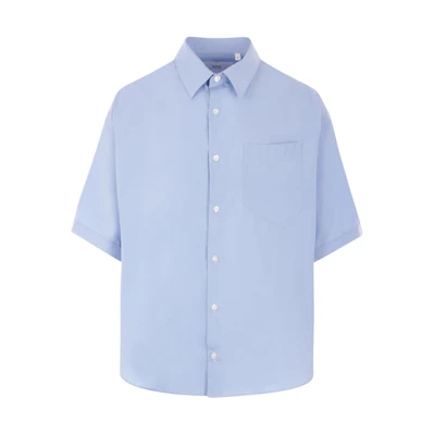 Ami Paris AMIPARIS Solid Color Slim Fit Short Sleeve Shirt - Blue HSH216CO0063-484