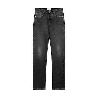 Ami Paris AMIPARIS Straight-Leg Jeans with Back Logo Print - Black. H23HTR001DE0018