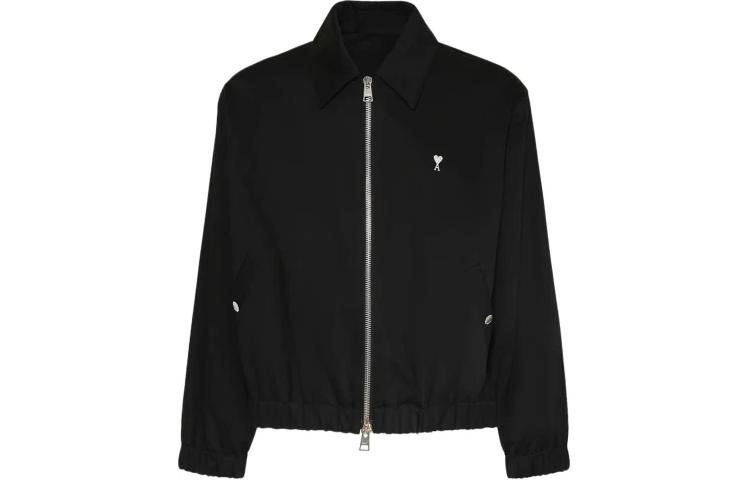 Ami Paris AMIPARIS Black Cotton Heart Embroidered Jacket Unisex. HJK014CO0009001