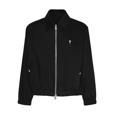 Ami Paris AMIPARIS Black Cotton Heart Embroidered Jacket Unisex. HJK014CO0009001