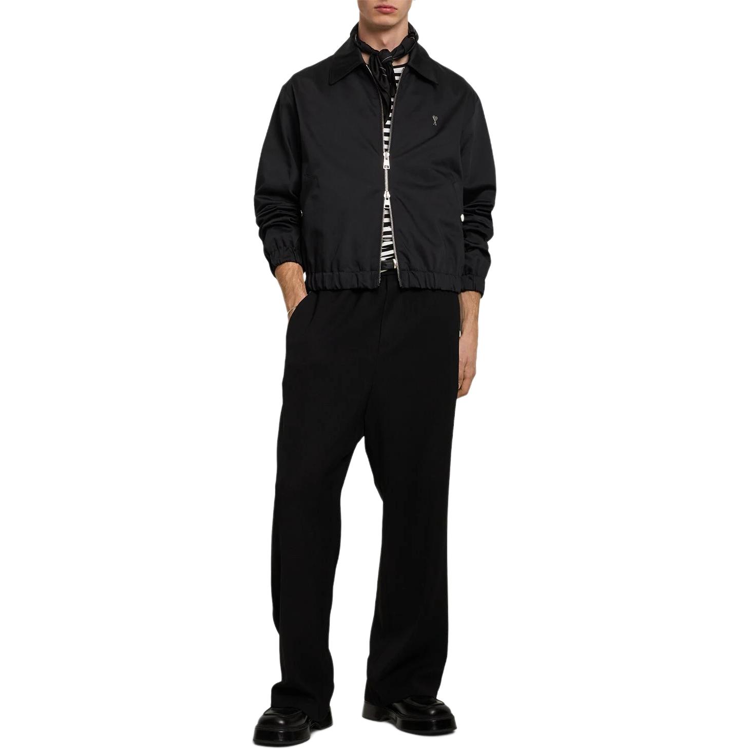 Shop Chaqueta Negra Unisex Ami Paris AMIPARIS de Algodón con Corazón Bordado. HJK014CO0009001