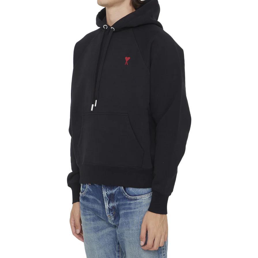 Purchase Ami Paris AMIPARIS 黑色棉質連帽上衣，紅色愛心刺繡 BFUSW205747-001