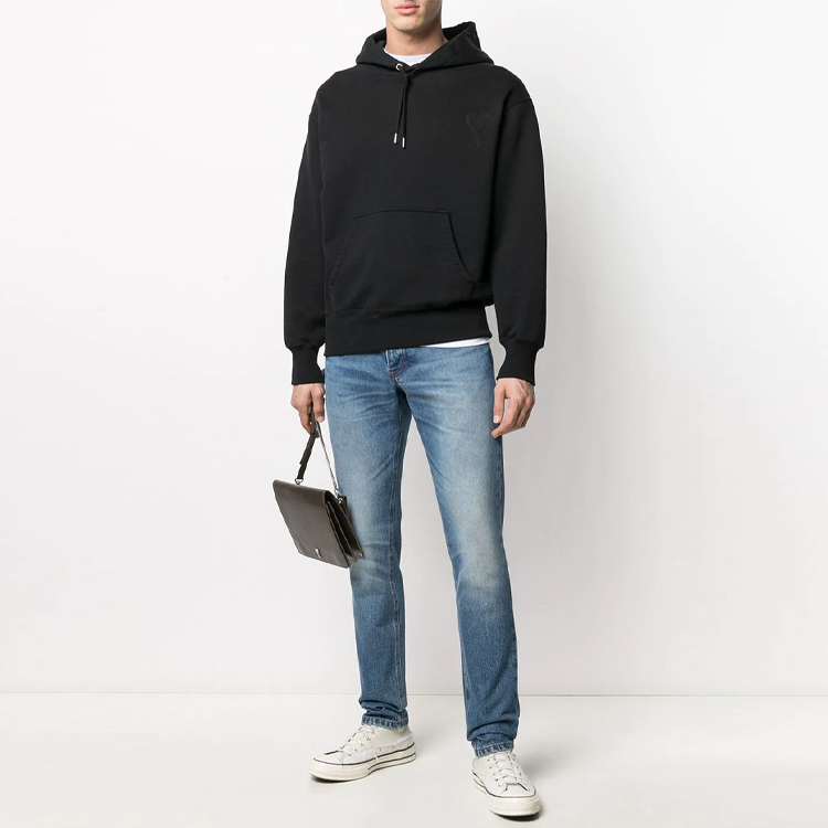 Ami Paris AMIPARIS Black Heart Logo Hoodie Unisex Couple Outfit. E21HJ058747-001 圖 3