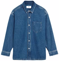 Ami Paris AMIPARIS Blue Heart Pattern Denim Jacket Unisex with Button-Up Collar. UJK253DE0025-480 Ami Paris AMIPARIS Blue Heart Pattern Denim Jacket Unisex with Button-Up Collar. UJK253DE0025-480