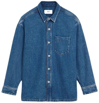 아미파리 AMIPARIS 블루 하트 패턴 데님 재킷 버튼업 칼라 유니섹스. UJK253DE0025-480 Buy 아미파리 AMIPARIS 블루 하트 패턴 데님 재킷 버튼업 칼라 유니섹스. UJK253DE0025-480