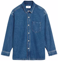 Order Ami Paris AMIPARIS 藍色愛心圖案牛仔外套 男女適合 釦式翻領設計。 UJK253DE0025-480