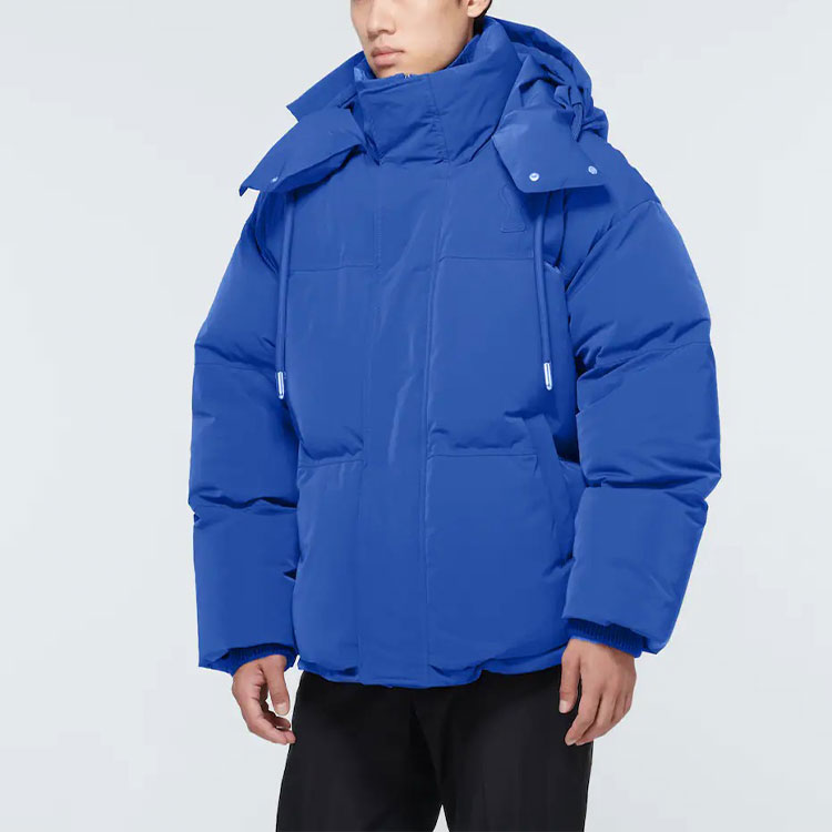 Ami Paris AMIPARIS Blue Quilted Puffer Jacket Unisex Winter Zip-Up Hoodie Coat H21OW201-299 圖 5