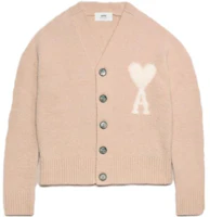 Order Ami Paris AMIPARIS Cloudy Wool Ami De Cœur Pink Heart V-Neck Cardigan Unisex Sweater. UKC025KN0032-685