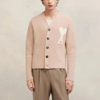 Details for Ami Paris AMIPARIS Cloudy Wool Ami De Cœur Pink Heart V-Neck Cardigan Unisex Sweater. UKC025KN0032-685