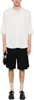 Lookbook Ami Paris AMIPARIS弧形下擺單排扣七分袖襯衫 淺灰色 USH218CO0063-193