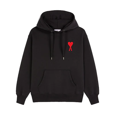 Ami Paris AMIPARIS De Coeur Black Oversized Pullover Hoodie H20HJ054747-001