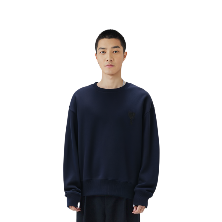 AMI PARIS AMIPARIS De Coeur Black Crewneck Pullover Sweatshirt with Logo A21HJ028747-001 圖 6