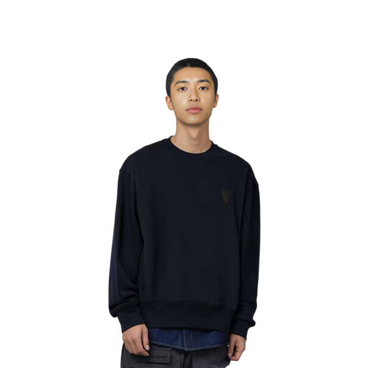 AMI PARIS AMIPARIS De Coeur Black Crewneck Pullover Sweatshirt with Logo A21HJ028747-001 圖 8